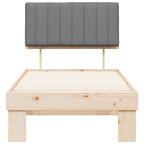 Estructura de Cama con Cabecera Tapizada Gris Claro 90 x 190 cm