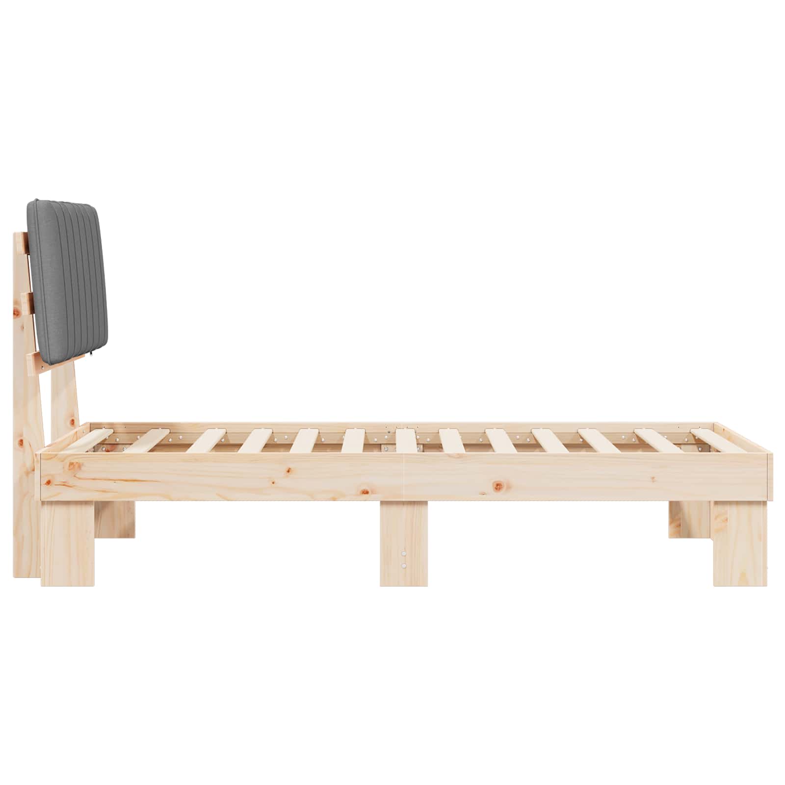 Estructura de Cama con Cabecera Tapizada Gris Claro 90 x 190 cm