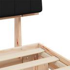 Estructura de Cama con Cabecera Tapizada Negro 90 x 190 cm