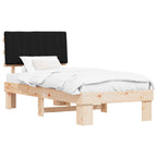 Estructura de Cama con Cabecera Tapizada Negro 90 x 190 cm