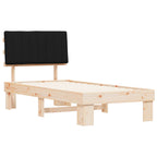 Estructura de Cama con Cabecera Tapizada Negro 90 x 190 cm