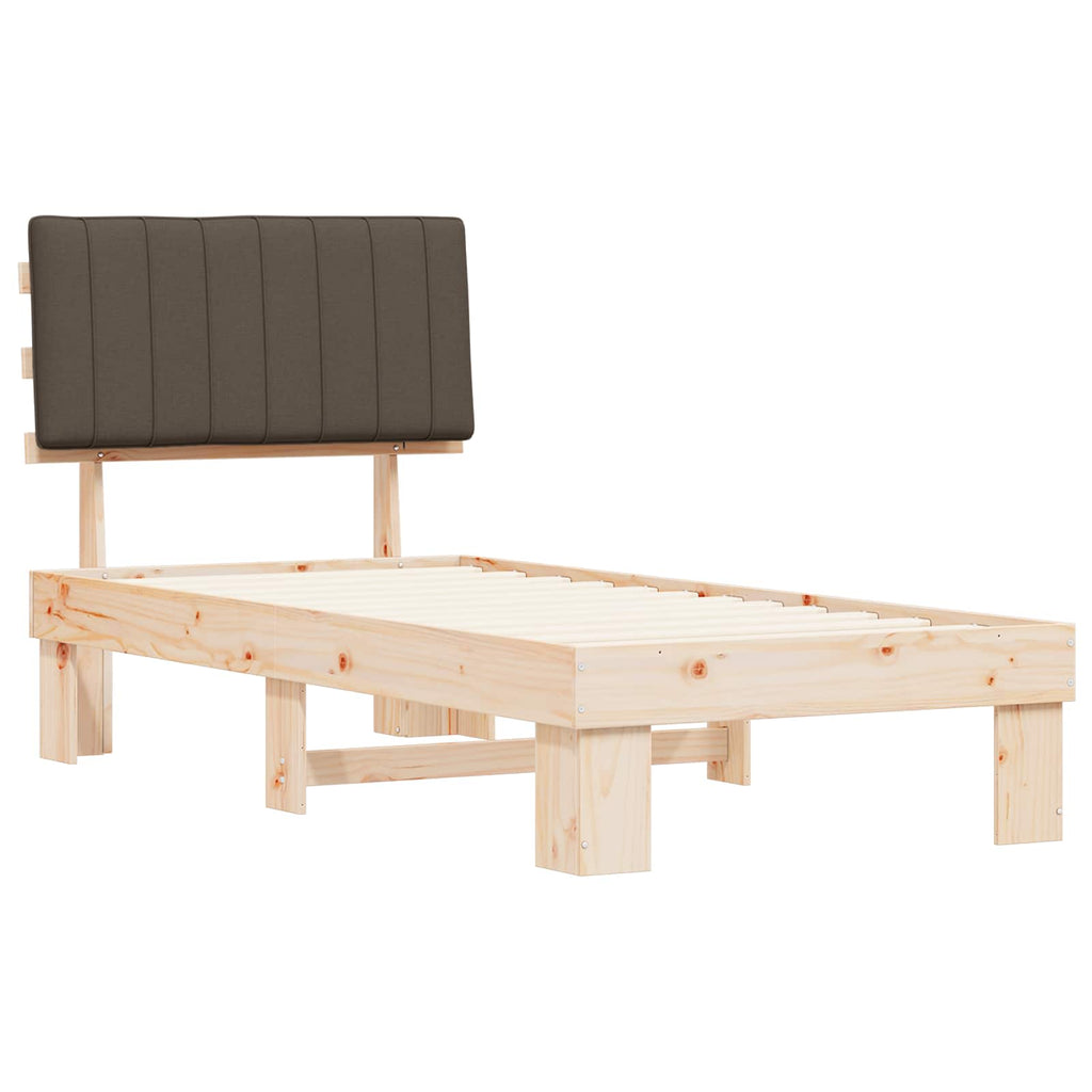 Estructura de Cama con Cabecera Tapizada Taupé 90 x 190 cm