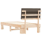 Estructura de Cama con Cabecera Tapizada Taupé 90 x 190 cm