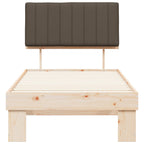 Estructura de Cama con Cabecera Tapizada Taupé 90 x 190 cm