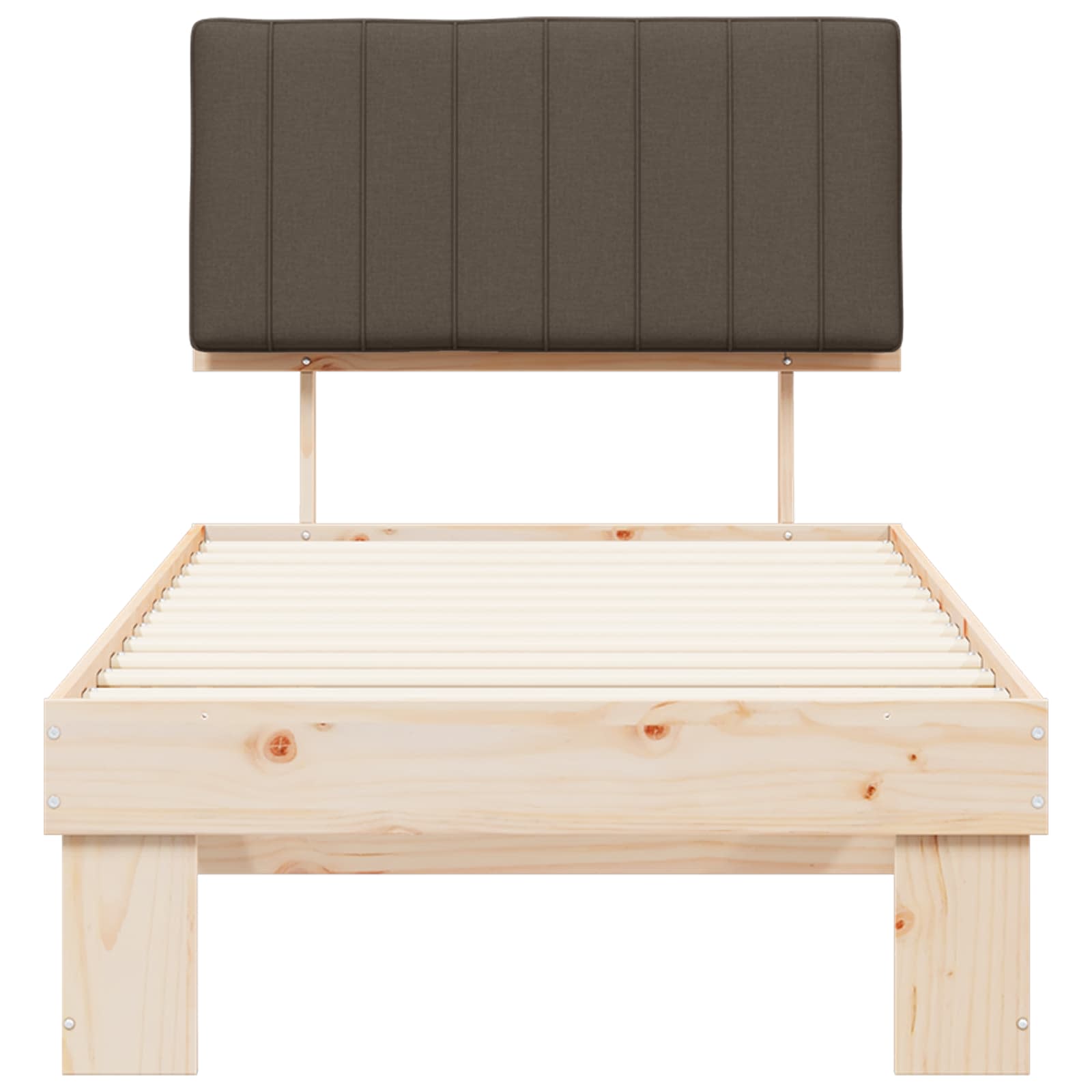Estructura de Cama con Cabecera Tapizada Taupé 90 x 190 cm