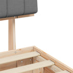 Estructura de Cama con Cabecera Tapizada Gris Claro 75 x 190 cm