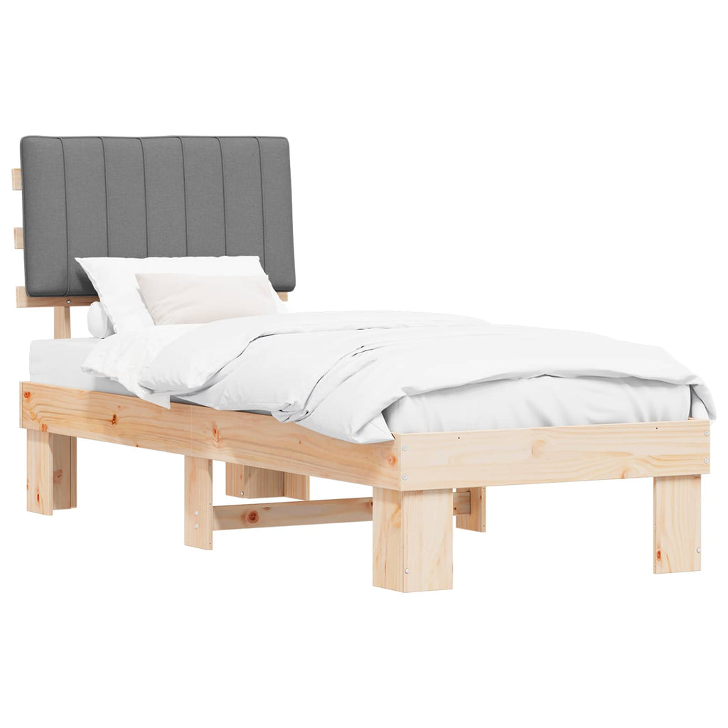 Estructura de Cama con Cabecera Tapizada Gris Claro 75 x 190 cm