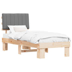 Estructura de Cama con Cabecera Tapizada Gris Claro 75 x 190 cm