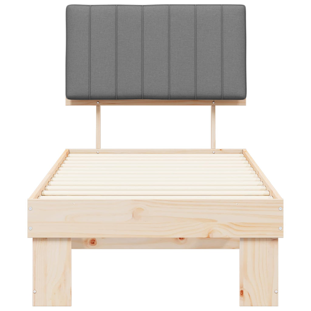Estructura de Cama con Cabecera Tapizada Gris Claro 75 x 190 cm