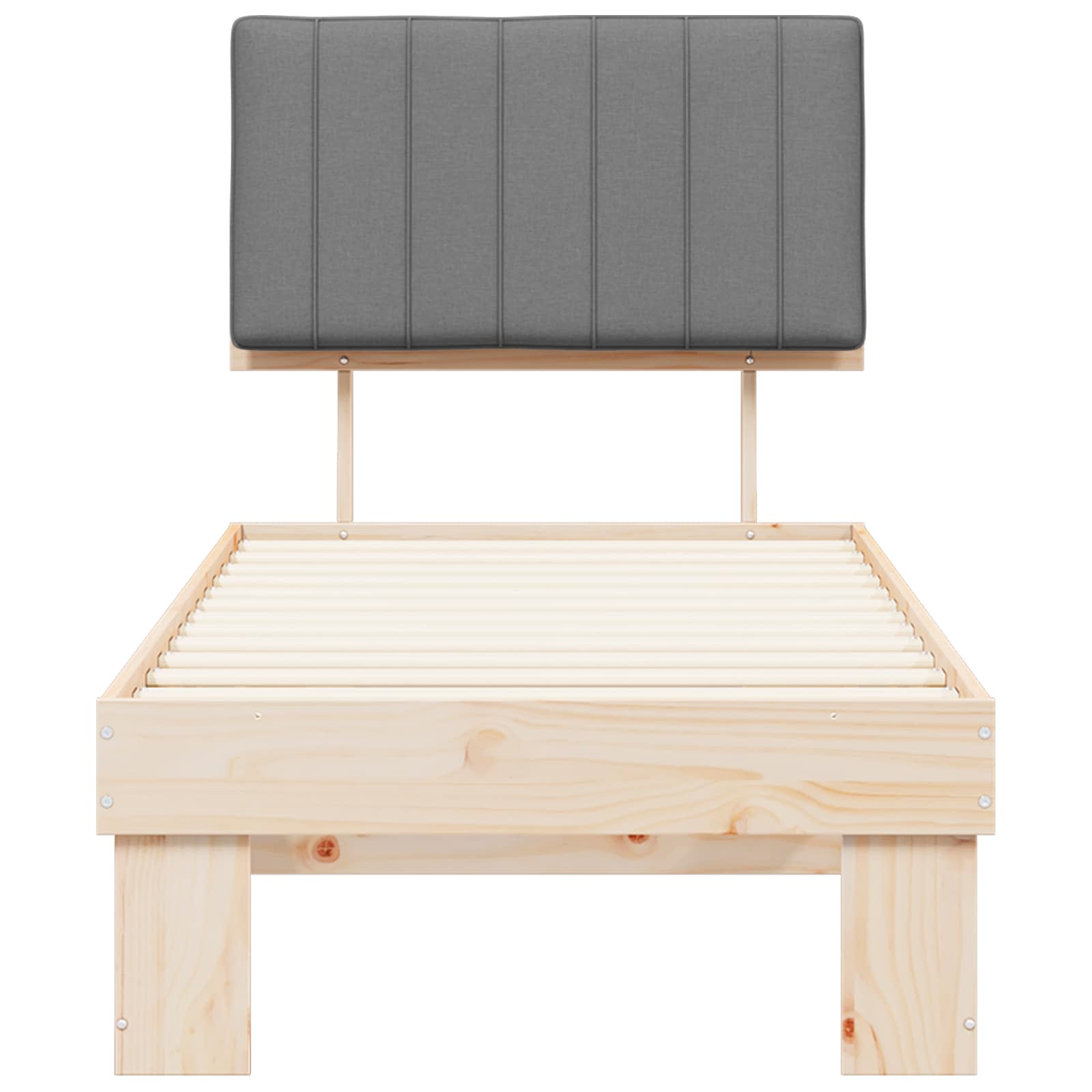 Estructura de Cama con Cabecera Tapizada Gris Claro 75 x 190 cm
