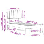 Estructura de Cama con Cabecera Tapizada Gris Claro 75 x 190 cm