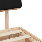 Estructura de Cama con Cabecera Tapizada Negro 75 x 190 cm