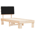 Estructura de Cama con Cabecera Tapizada Negro 75 x 190 cm