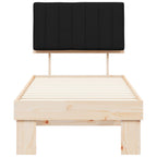 Estructura de Cama con Cabecera Tapizada Negro 75 x 190 cm