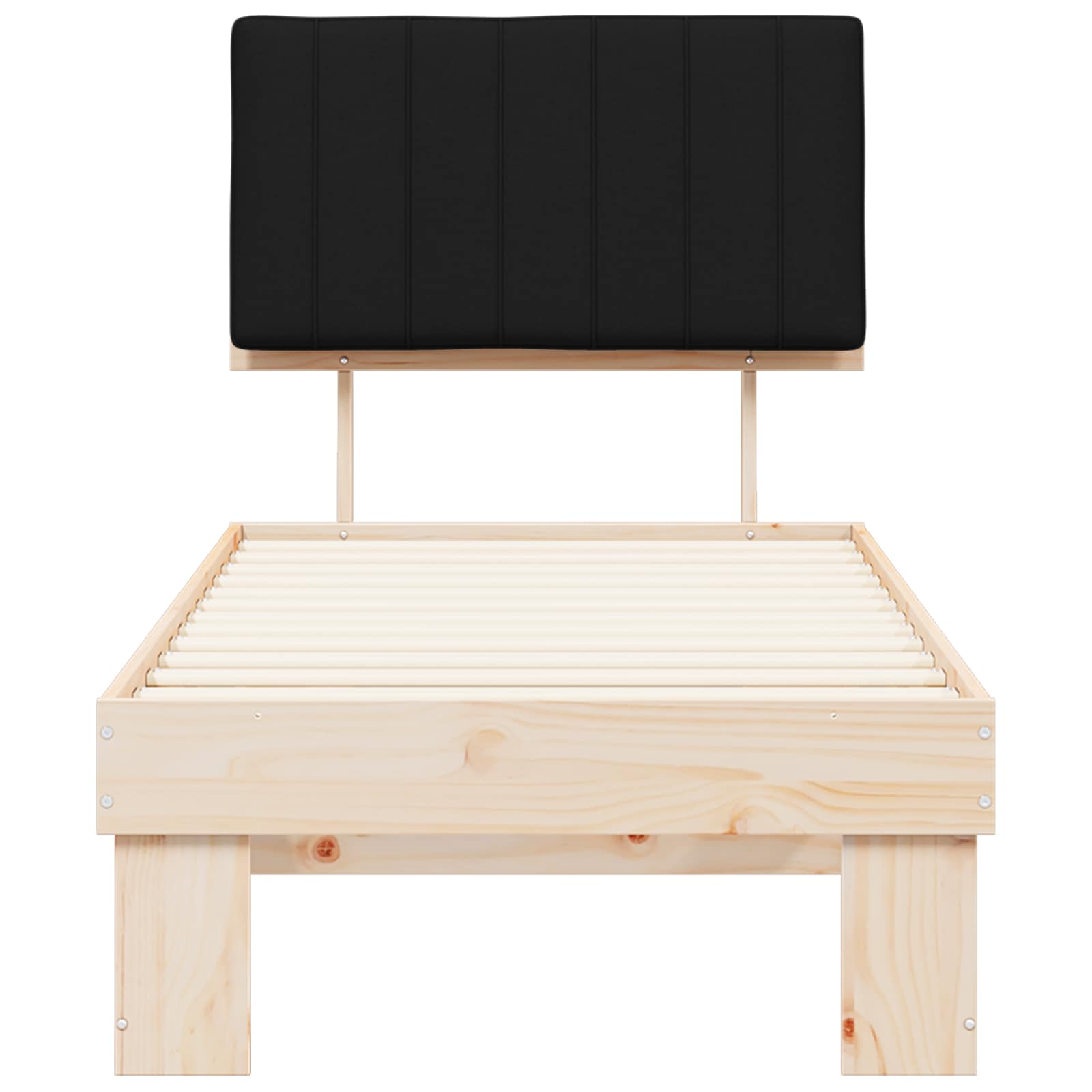Estructura de Cama con Cabecera Tapizada Negro 75 x 190 cm