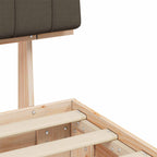 Estructura de Cama con Cabecera Tapizada Taupé 75 x 190 cm