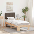 Estructura de Cama con Cabecera Tapizada Taupé 75 x 190 cm