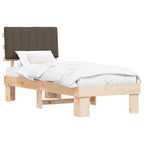 Estructura de Cama con Cabecera Tapizada Taupé 75 x 190 cm