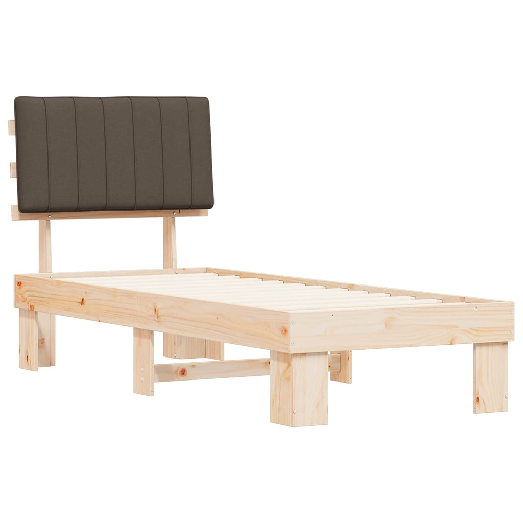Estructura de Cama con Cabecera Tapizada Taupé 75 x 190 cm