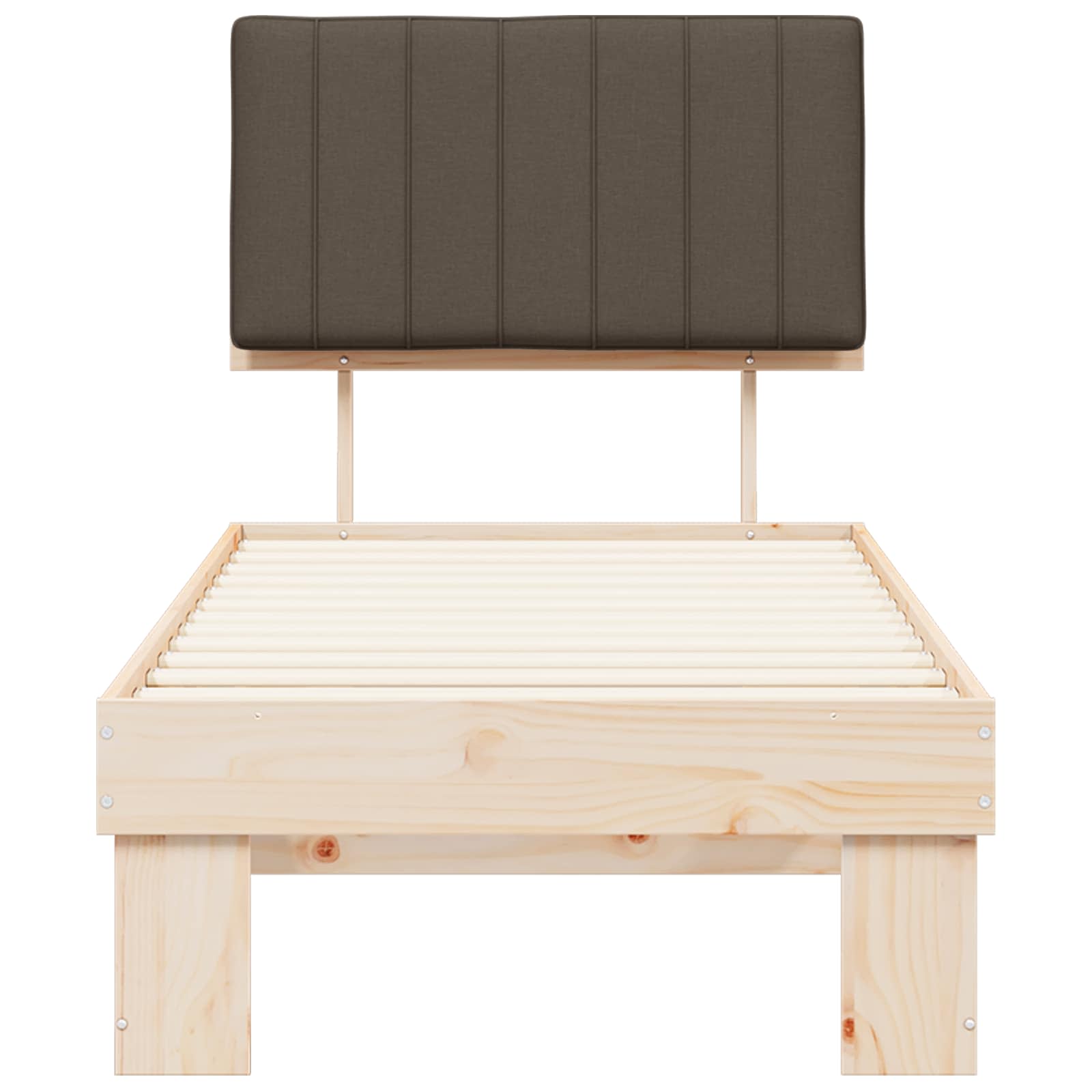Estructura de Cama con Cabecera Tapizada Taupé 75 x 190 cm