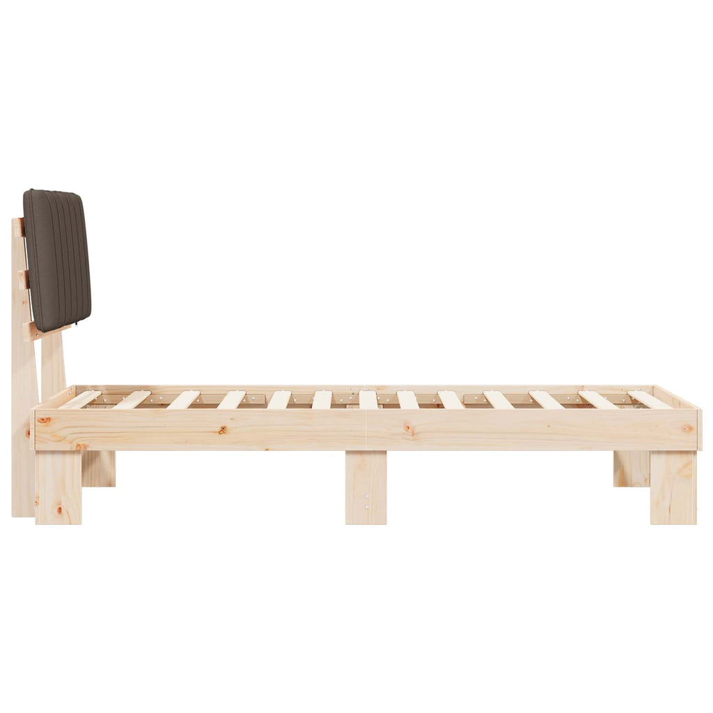 Estructura de Cama con Cabecera Tapizada Taupé 75 x 190 cm