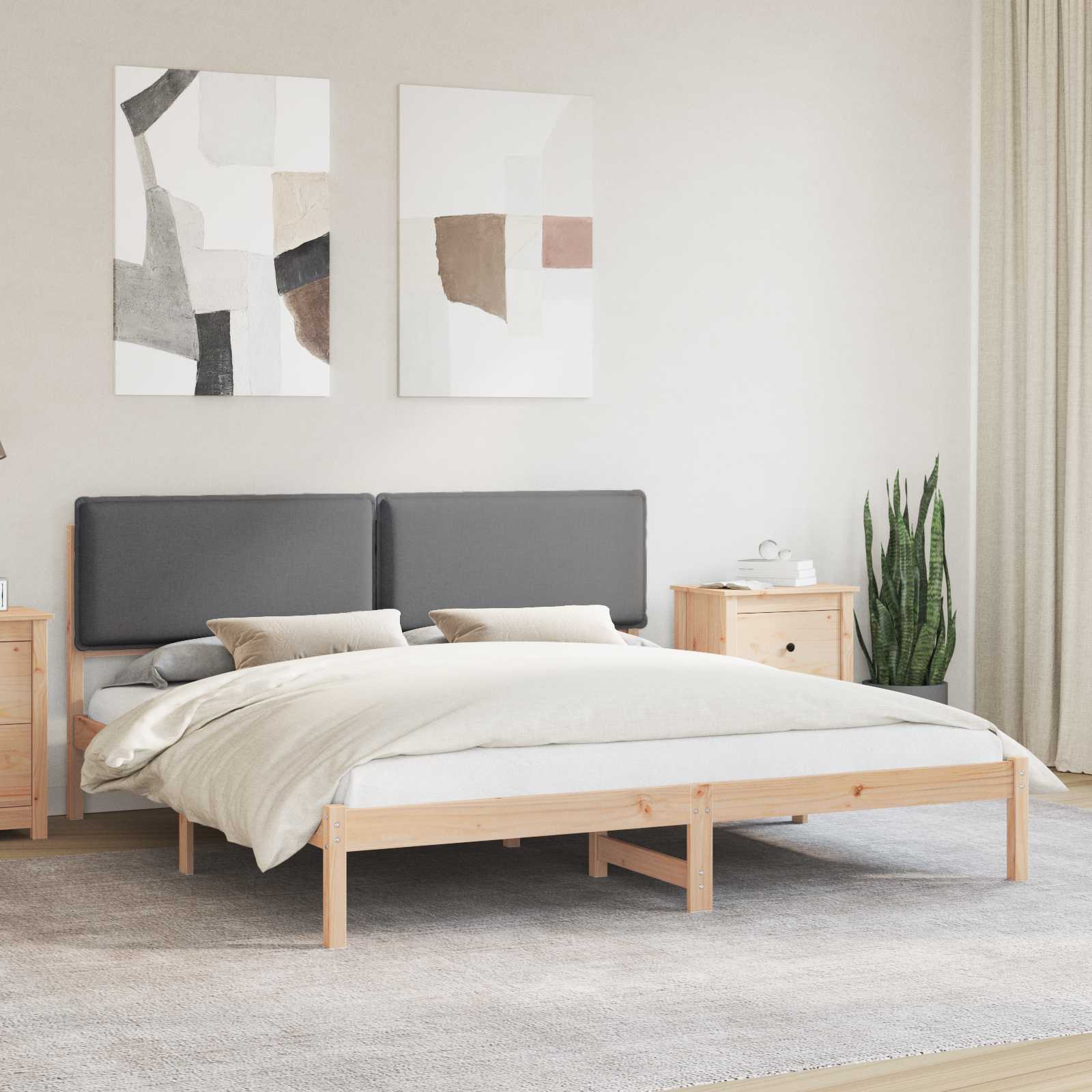 Estructura de Cama con Cabecera Tapizada Gris Claro