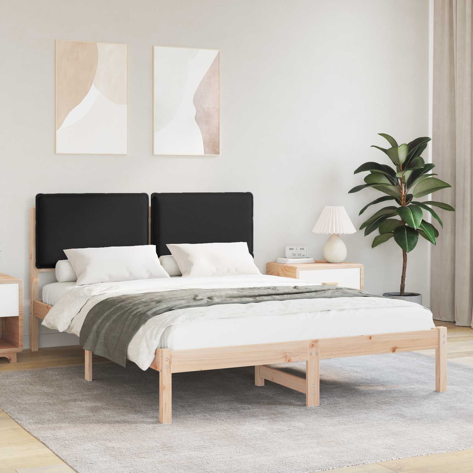 Estructura de Cama con Cabecera Tapizada Gris Claro