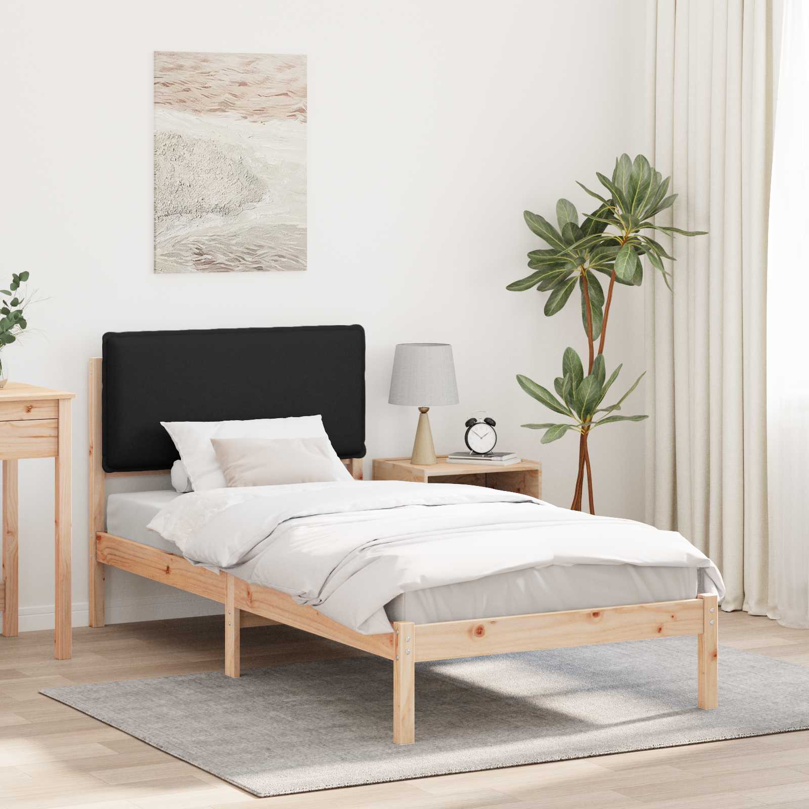Estructura de Cama con Cabecera Tapizada Gris Claro