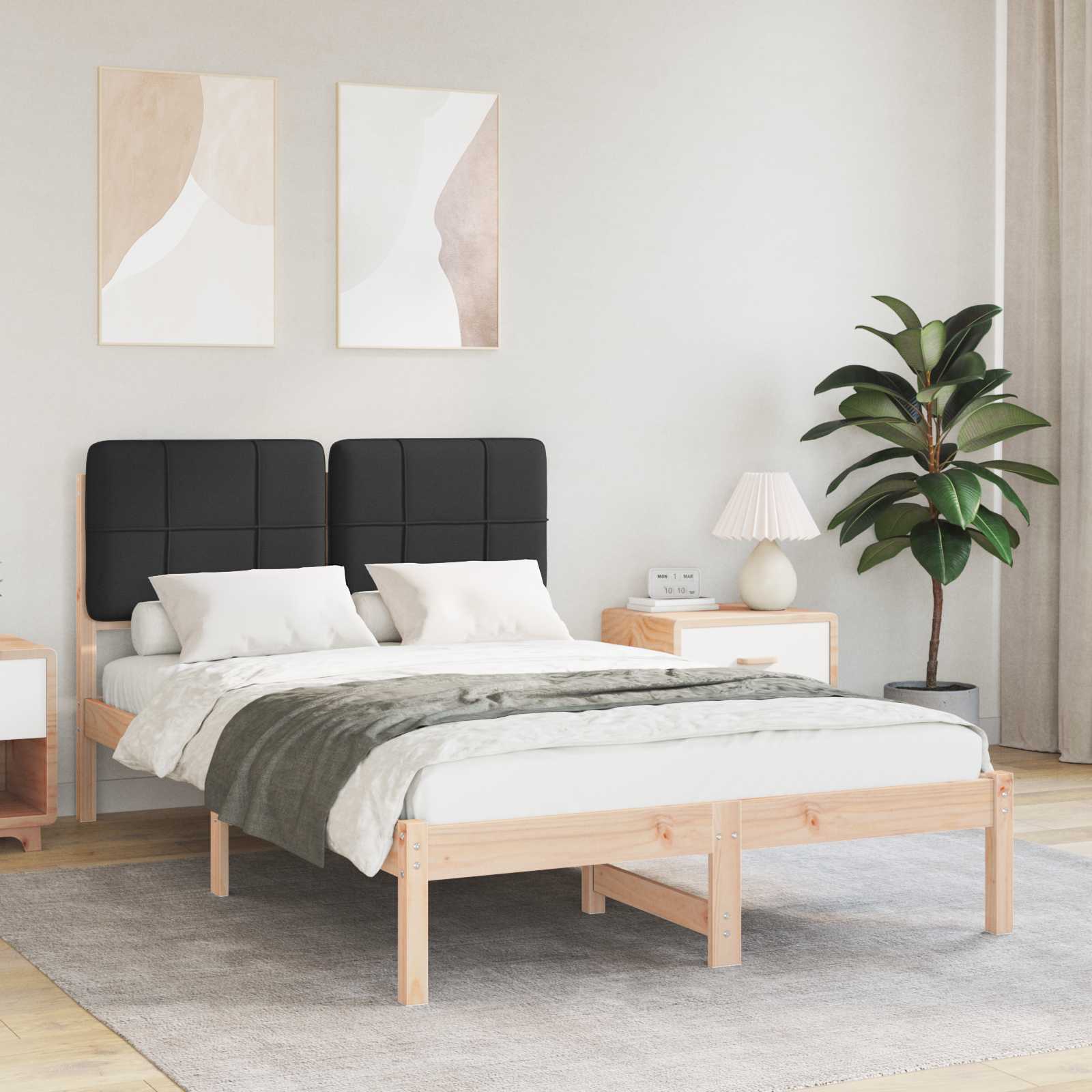 Estrutura de Cama com Cabeceira Estofada Cinzento Claro