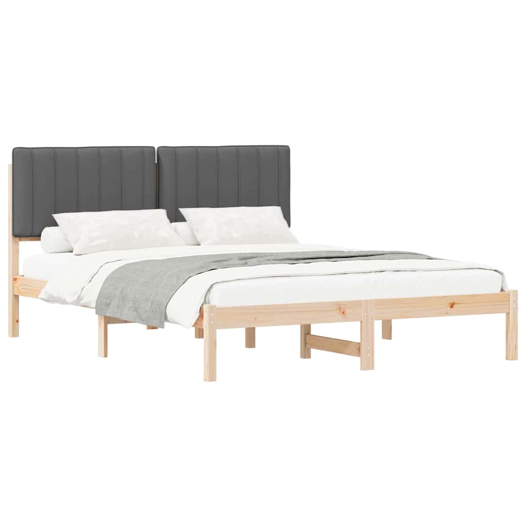 Estructura de Cama con Cabecera Tapizada Gris Claro