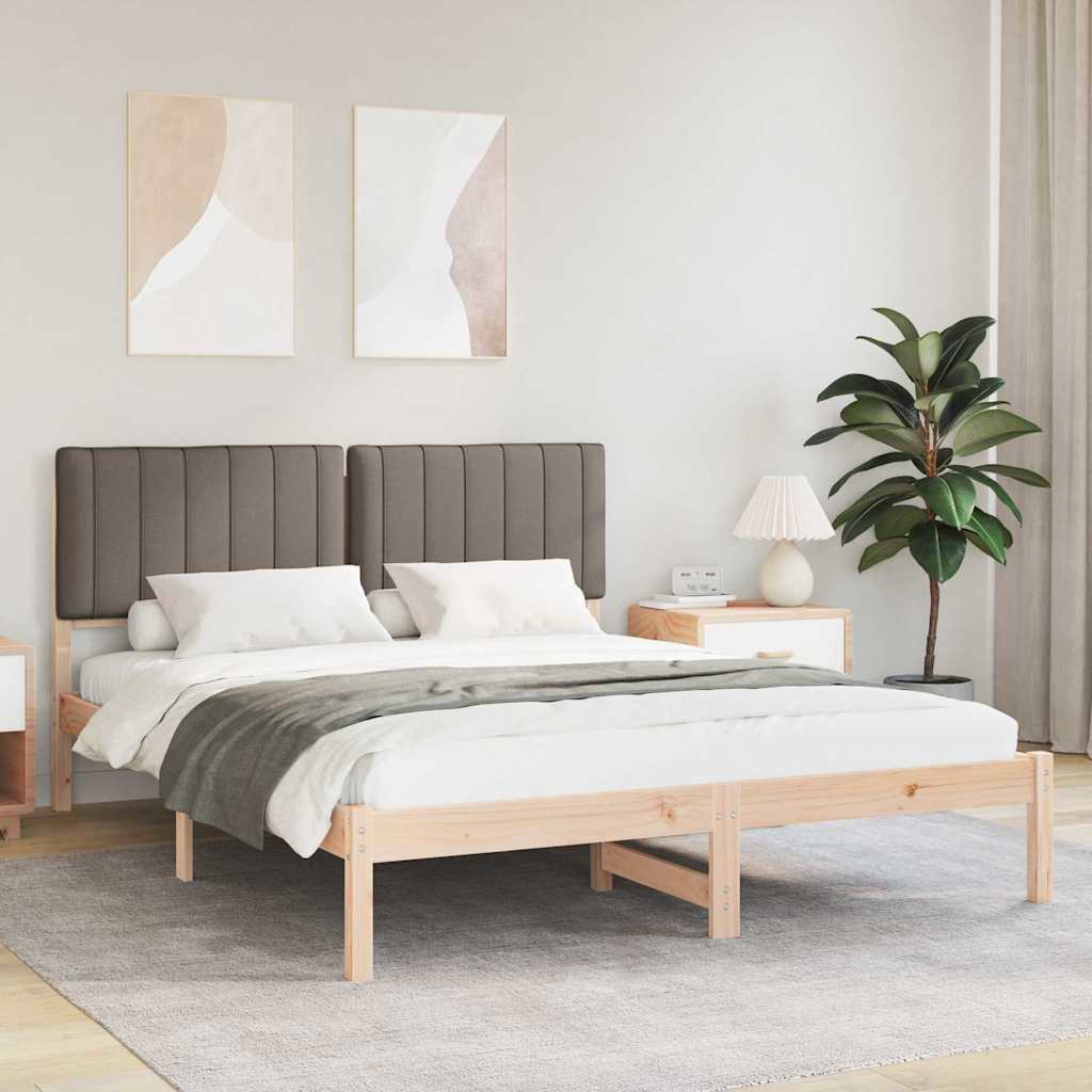 Estructura de Cama con Cabecera Tapizada Gris Claro