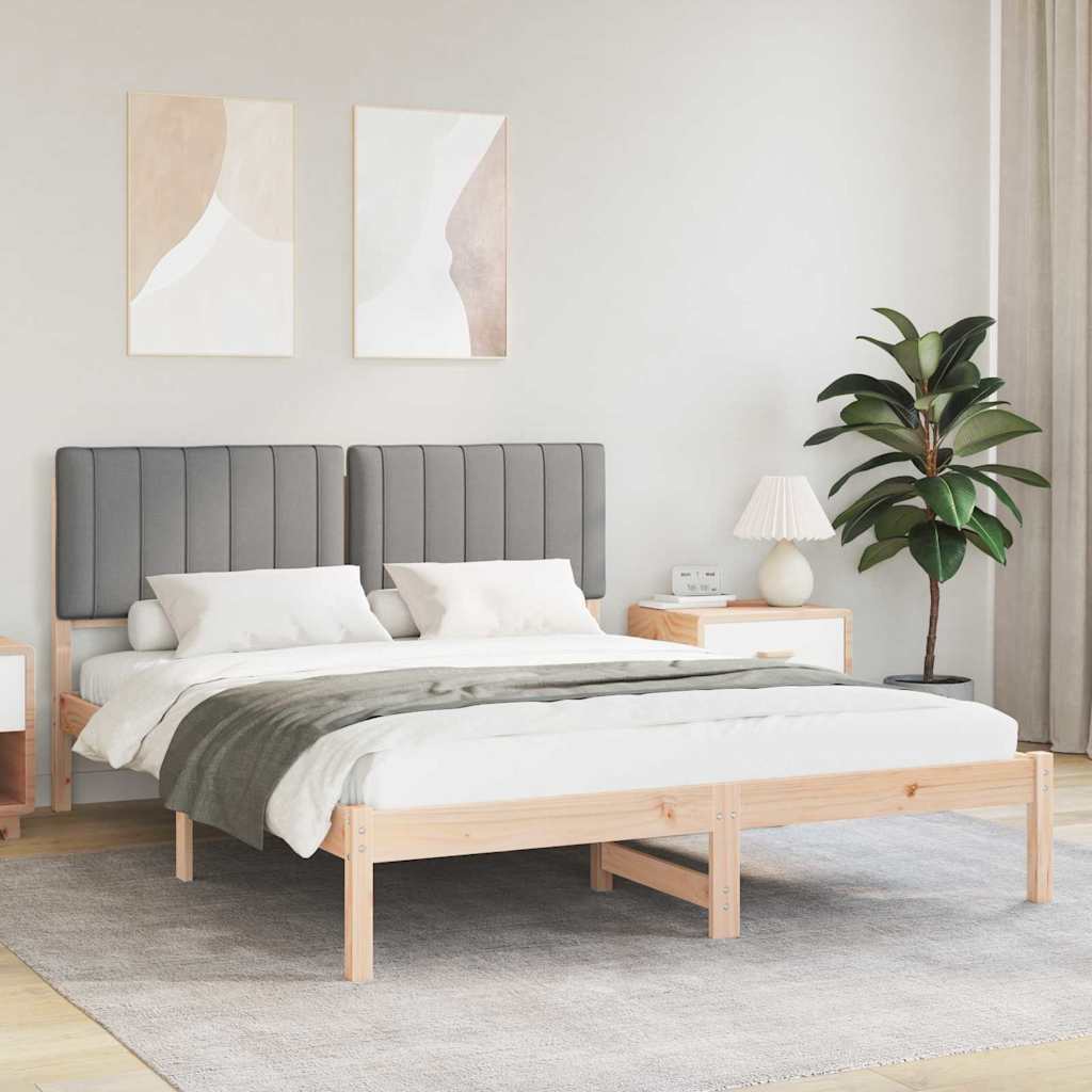 Estructura de Cama con Cabecera Tapizada Gris Claro