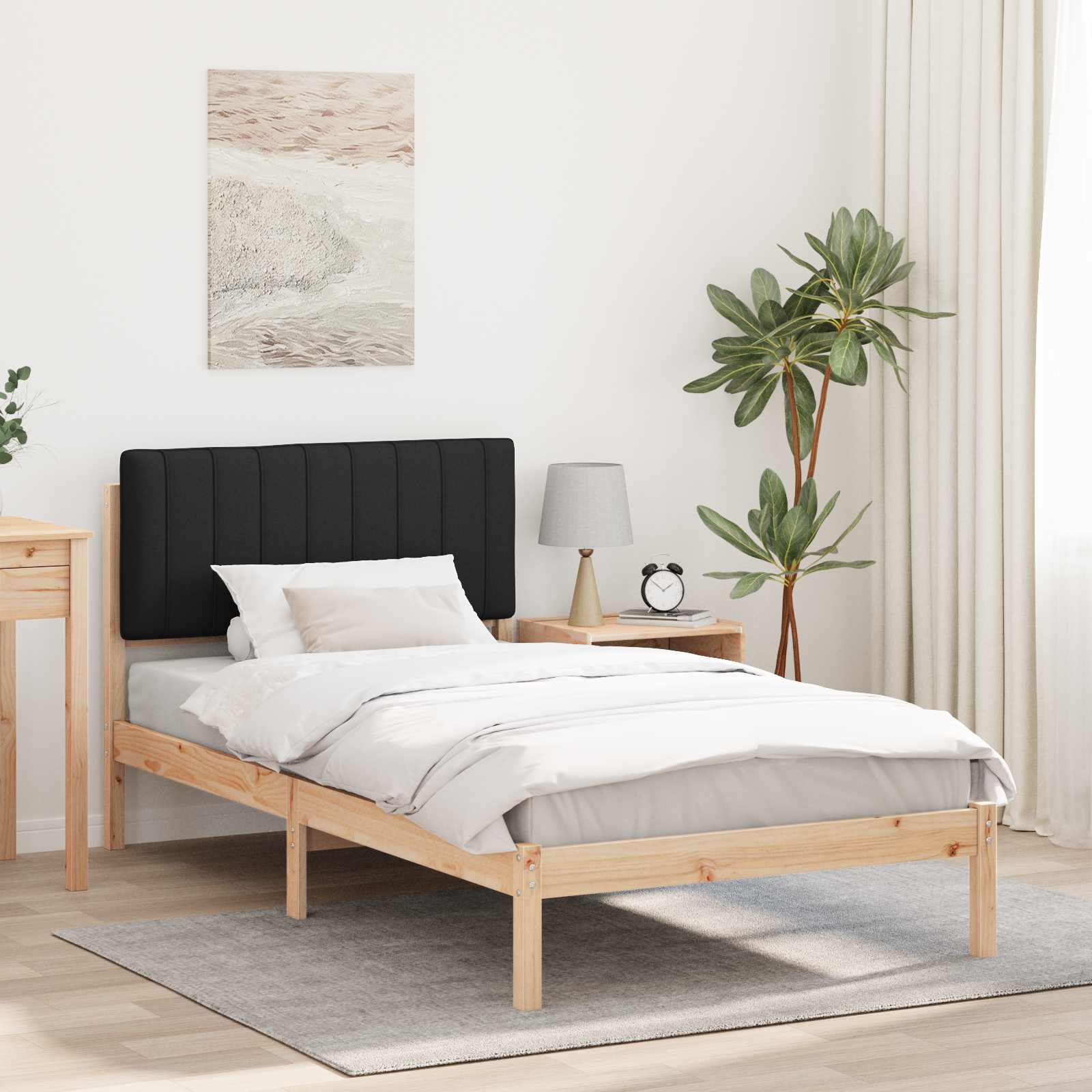 Estructura de Cama con Cabecera Tapizada Gris Claro