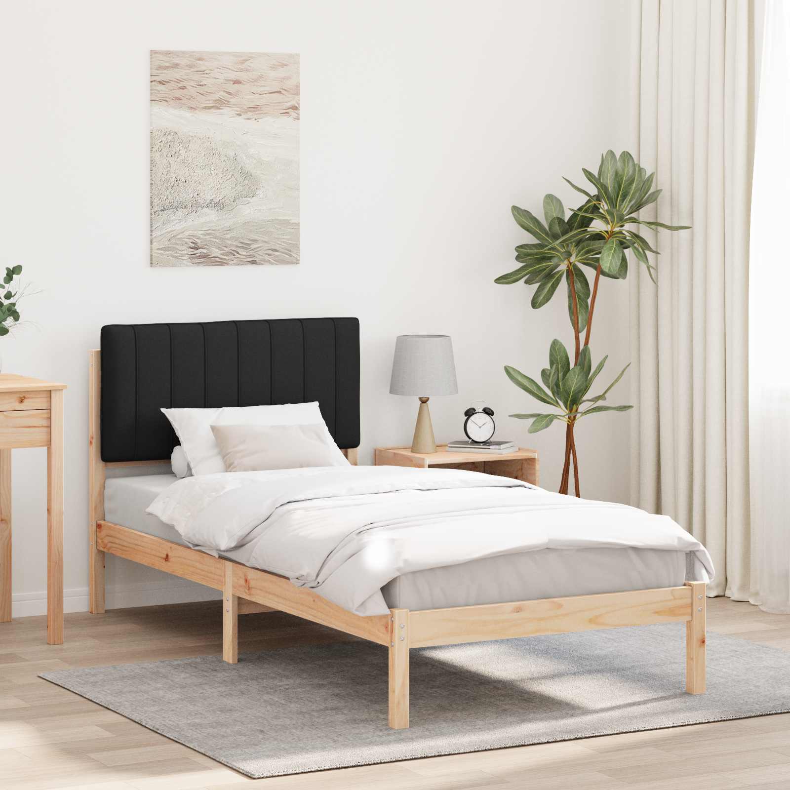 Estructura de Cama con Cabecera Tapizada Gris Claro