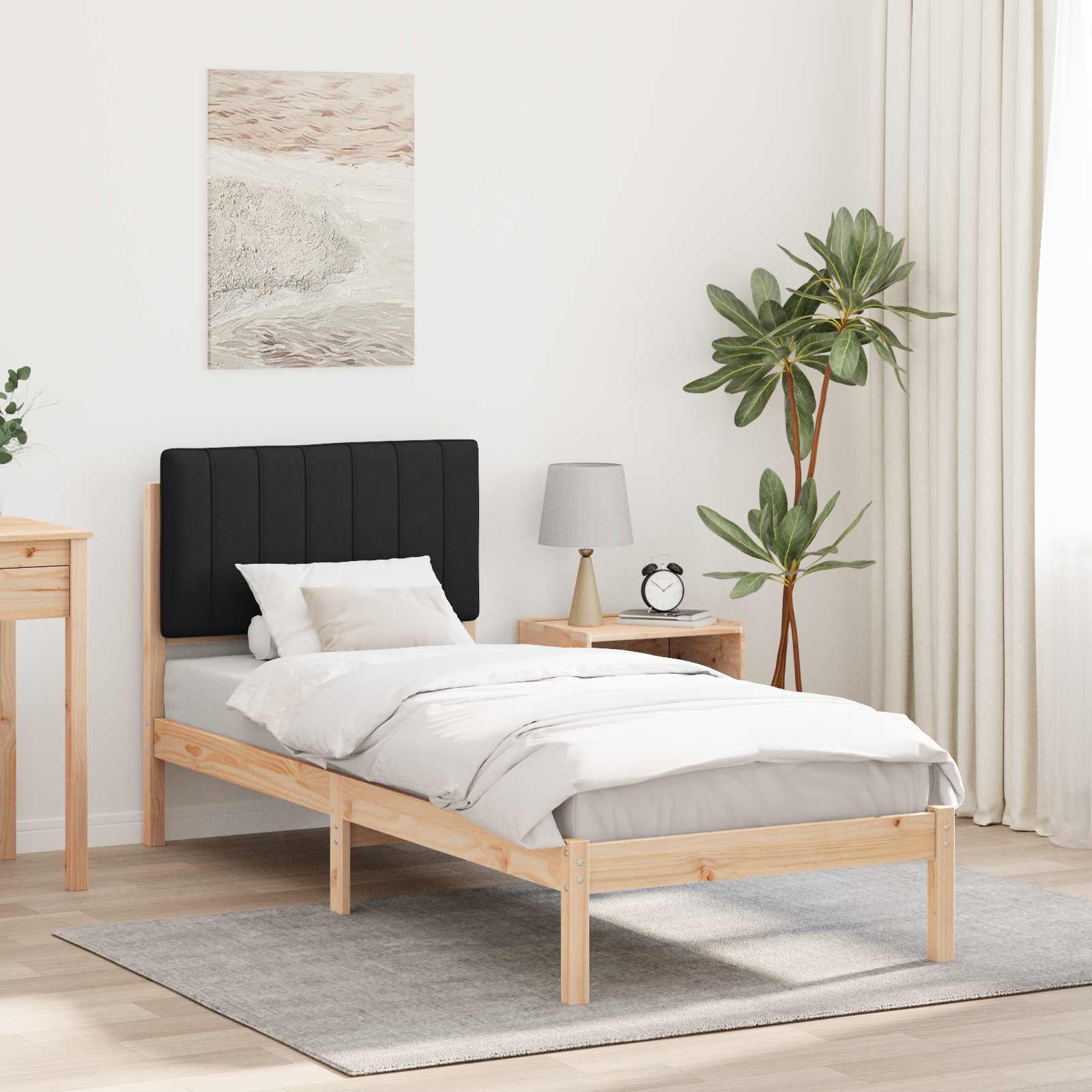 Estructura de Cama con Cabecera Tapizada Gris Claro