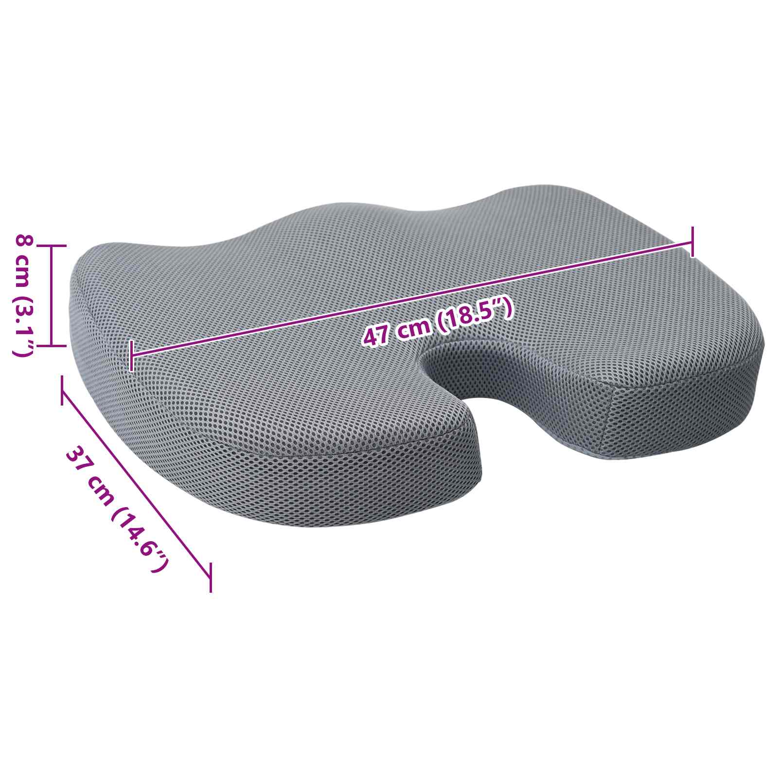 Almohada para el asiento Color sólido Gris 47 x 37 x 8 cm