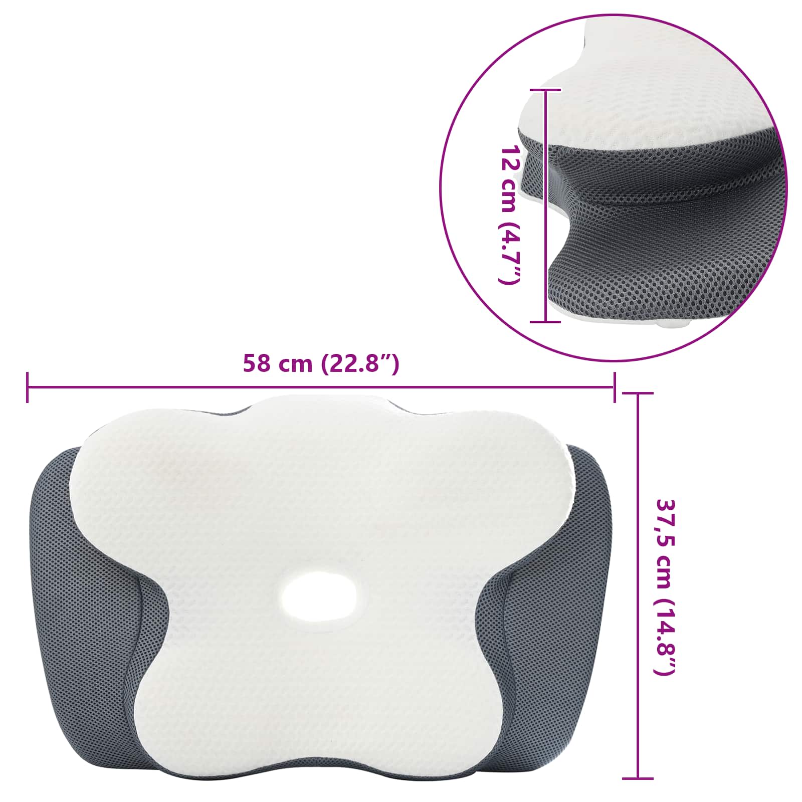 Almohada cervical Espuma Viscoelástica 58 x 37,5 x 12 cm
