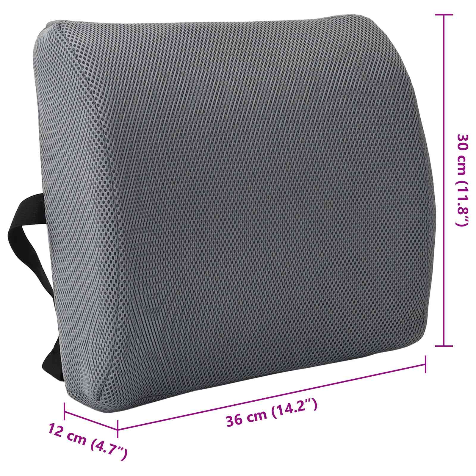 Almohada lumbar Gris Espuma Viscoelástica 36 x 30 x 12 cm