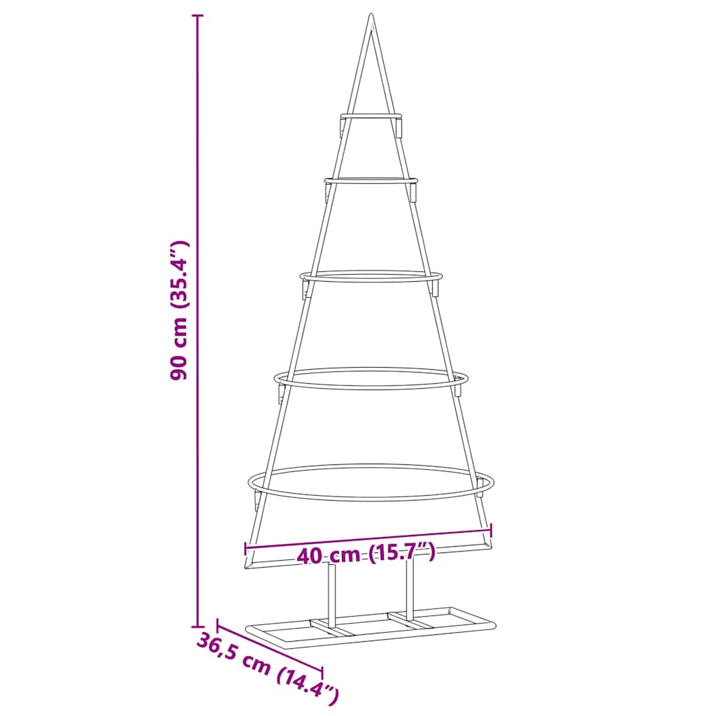 Árbol de Navidad de metal con soporte Dorado 90 cm