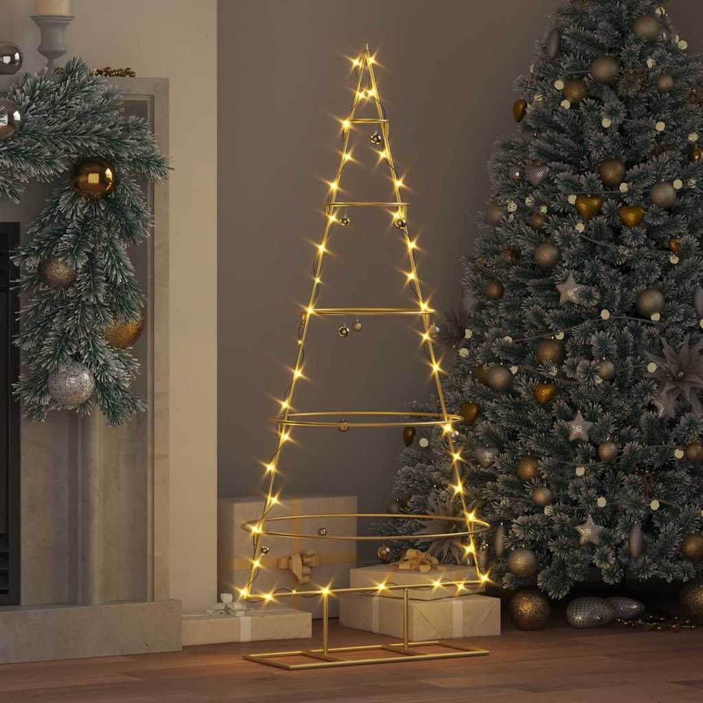 Árbol de Navidad de metal con soporte Dorado 125 cm