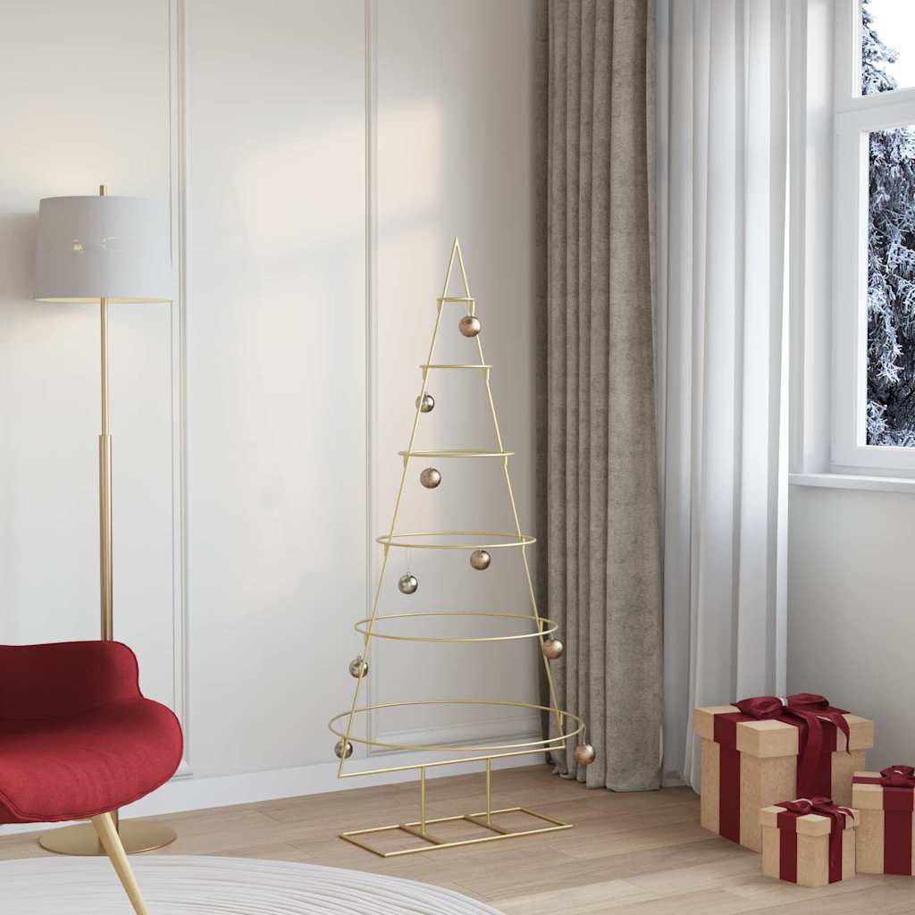 Árbol de Navidad de metal con soporte Dorado 148 cm