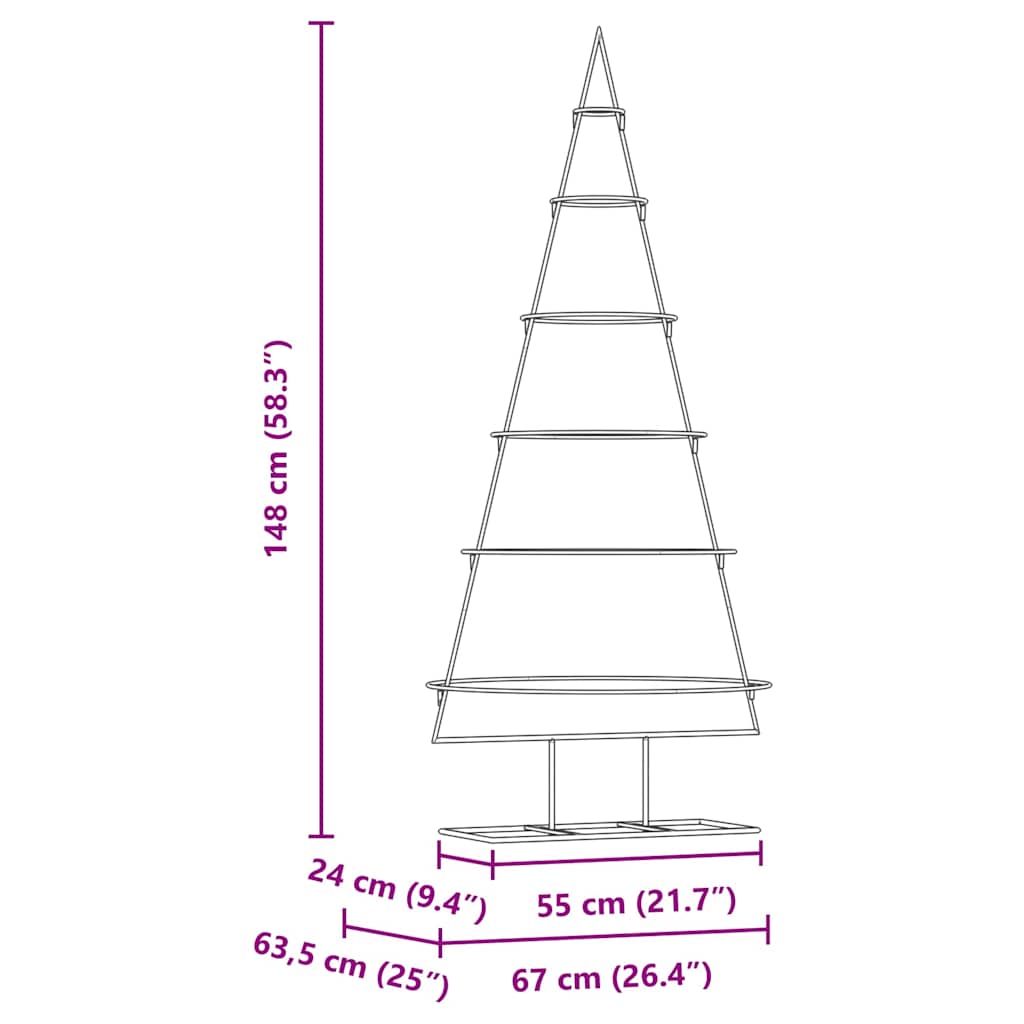 Árbol de Navidad de metal con soporte Dorado 148 cm