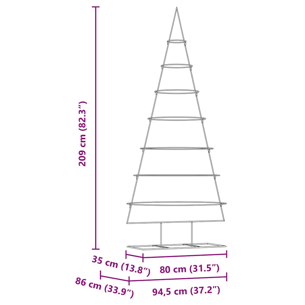 Árbol de Navidad de metal con soporte Dorado 209 cm