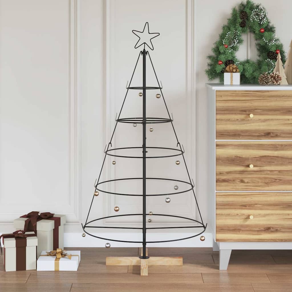 Árbol Cono de Navidad con soporte Negro 126 cm Acero