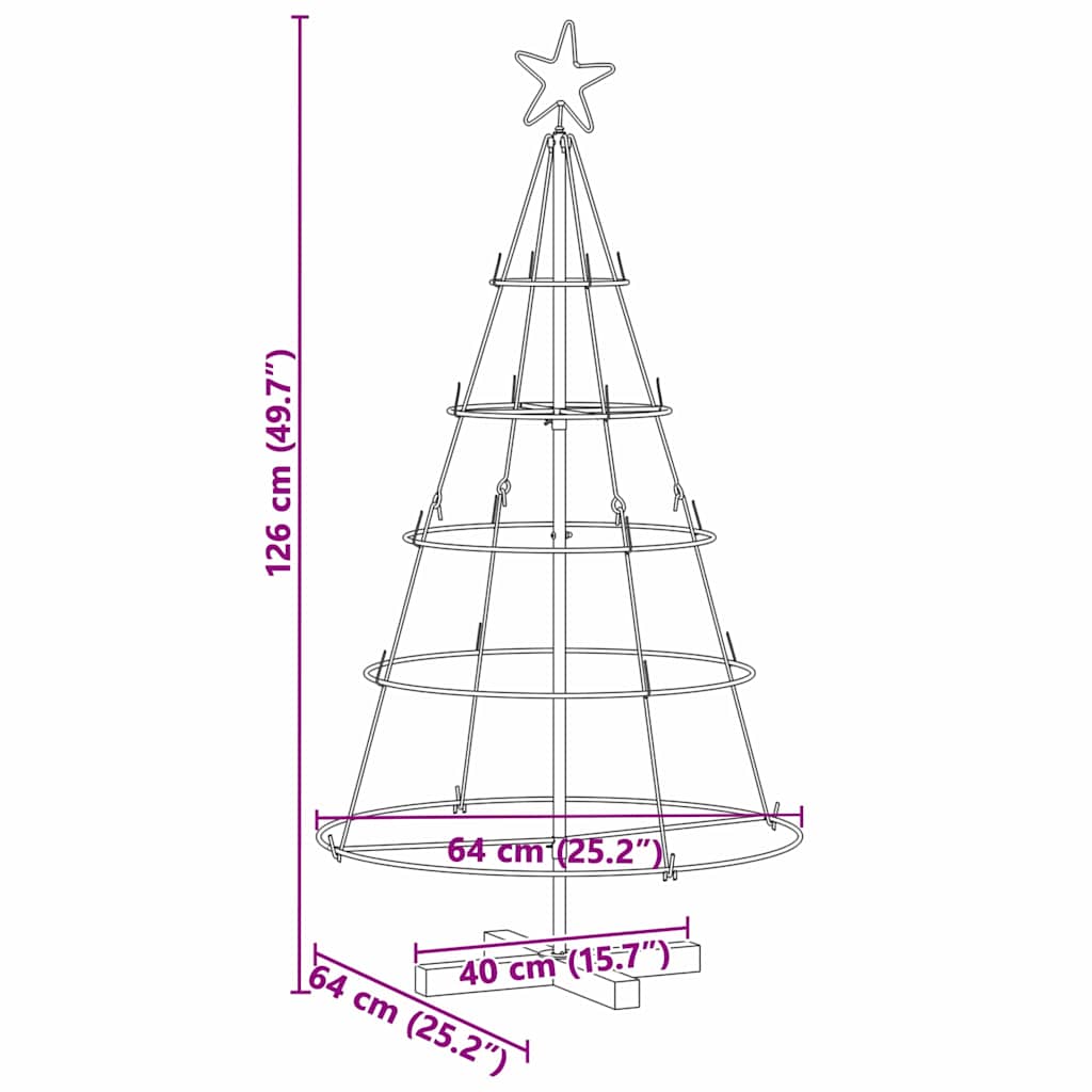 Árbol Cono de Navidad con soporte Negro 126 cm Acero
