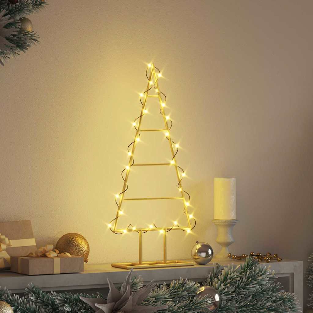 Árbol de Navidad de metal con soporte Dorado 60 cm