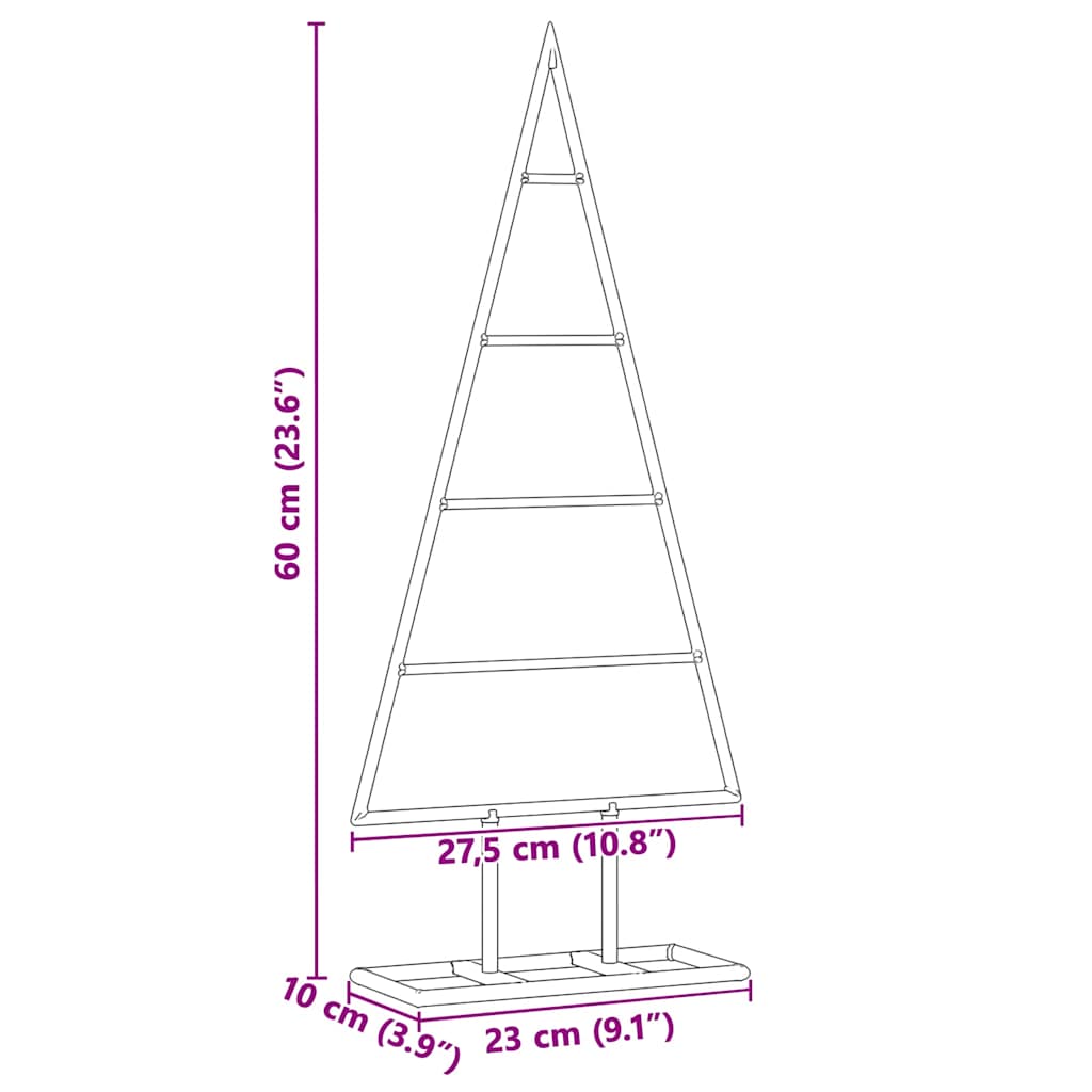 Árbol de Navidad de metal con soporte Dorado 60 cm