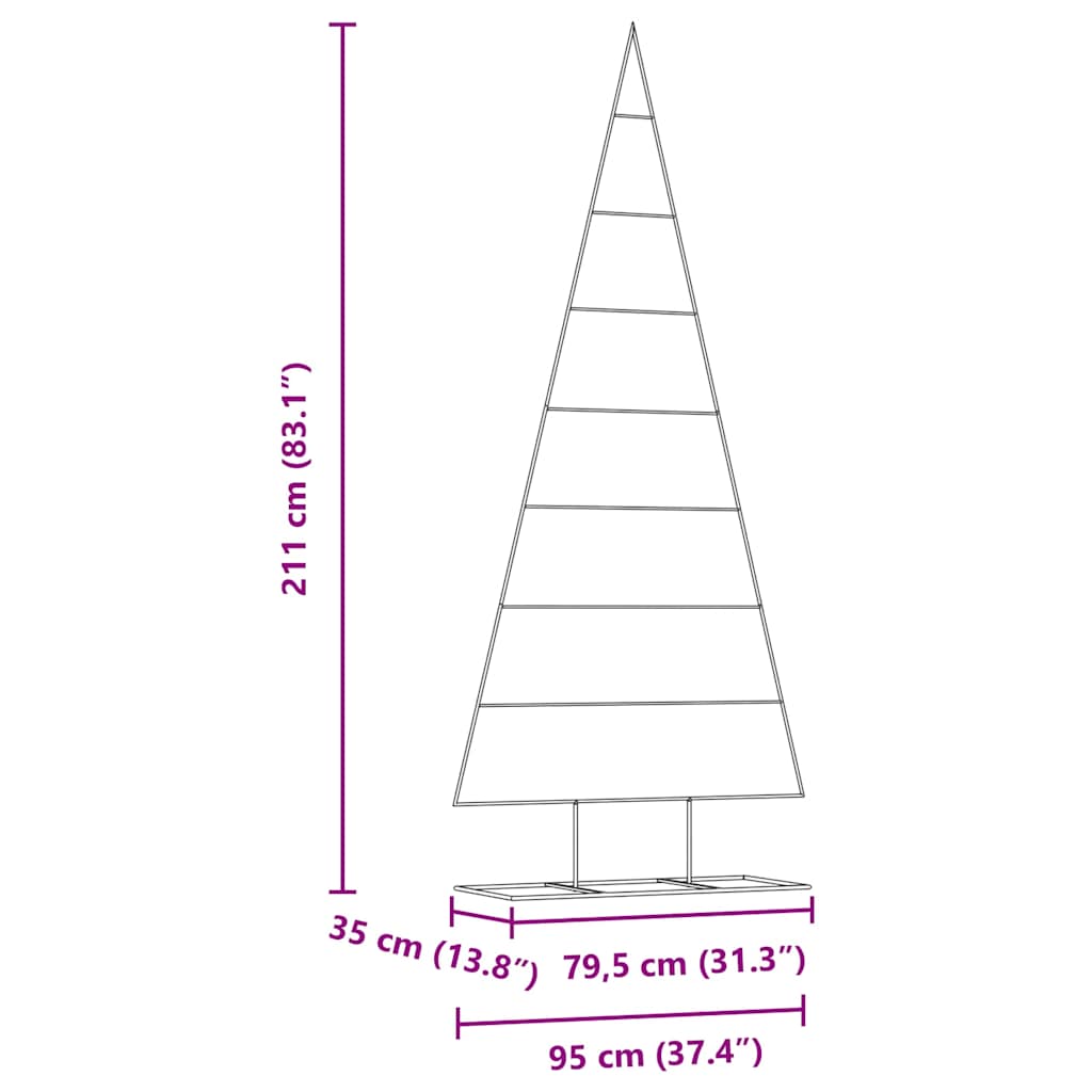 Árbol de Navidad de metal con soporte Dorado 211 cm