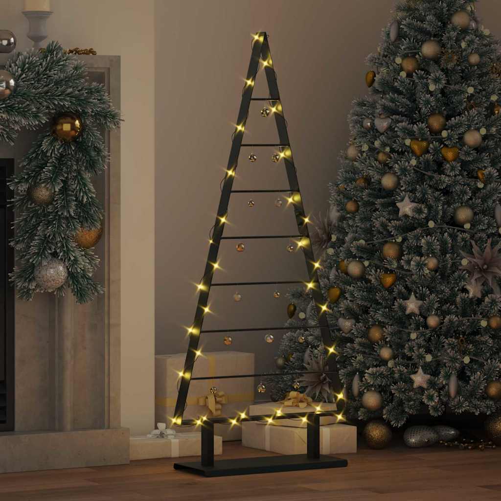 Árbol de Navidad de metal con soporte Negro 125,5 cm Acero