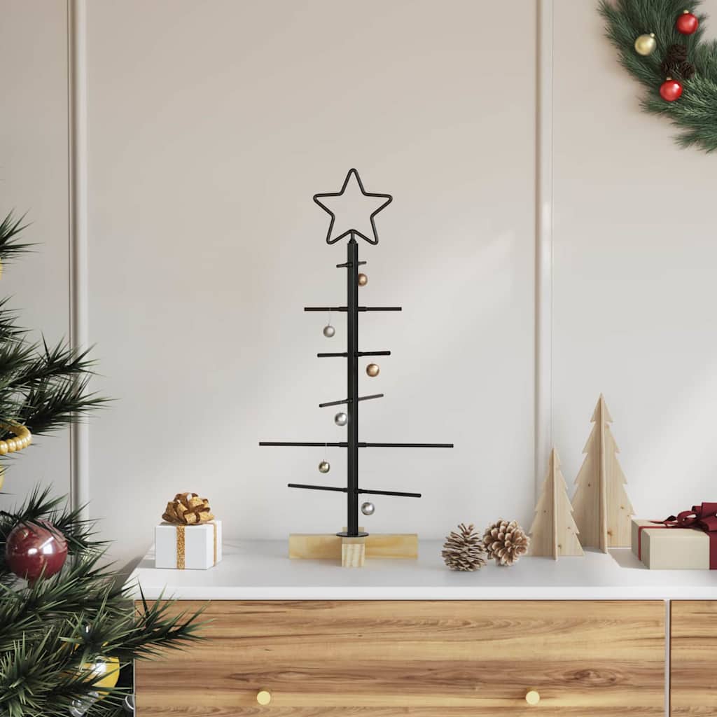 Árbol de Navidad de metal con soporte Negro 59,5 cm